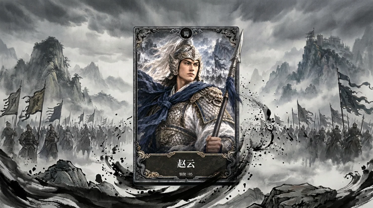 集卡三国原作宣传画：水墨战场上的赵云